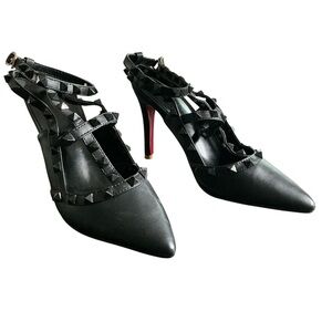 SHEIN Black Strappy Studded Heels size 38